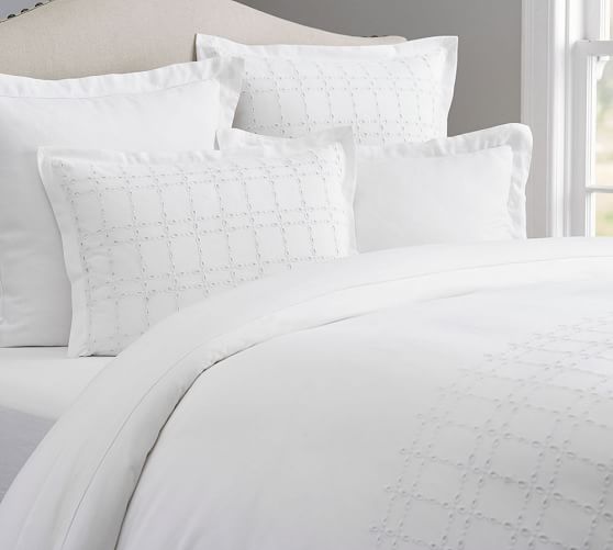 Eyelet Patterned Duvet Cover Sham Pottery Barn