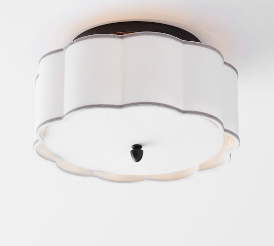Georgia Linen Velvet Piped Flush Mount Pottery Barn