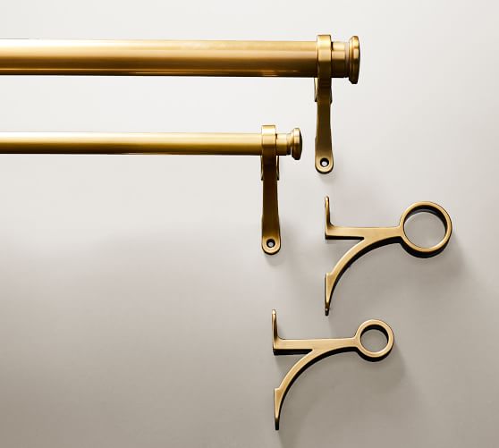 Pb Standard Curtain Rod Wall Bracket Brass Finish Pottery Barn