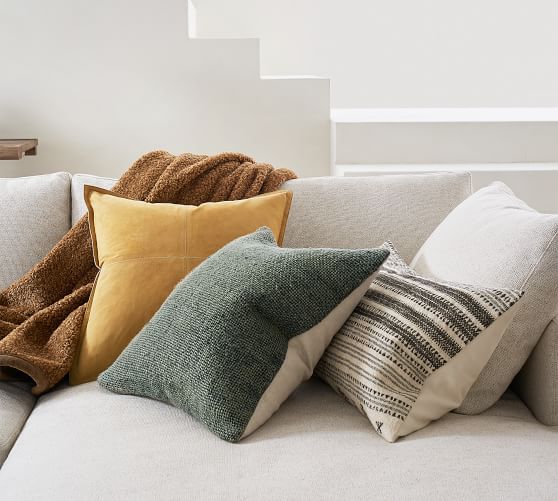 Pieced Suede Pillow Cover Pottery Barn