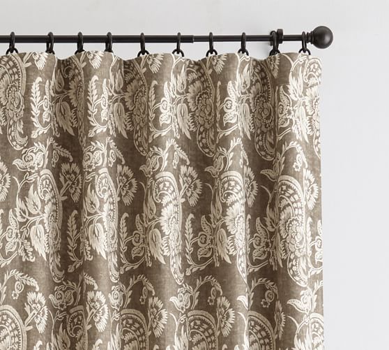 Alessandra Floral Blackout Curtain Charcoal Pottery Barn