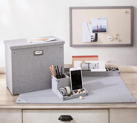 Gray Blythe Linen Desk Accessories Desk Blotter Pottery Barn