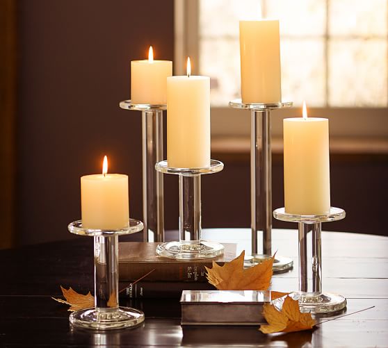 Carson Glass Pillar Holder Candle Holder Pottery Barn