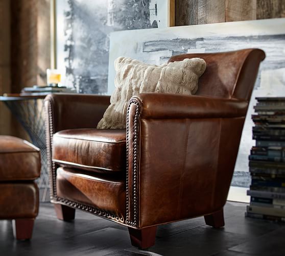 Irving Roll Arm Leather Armchair