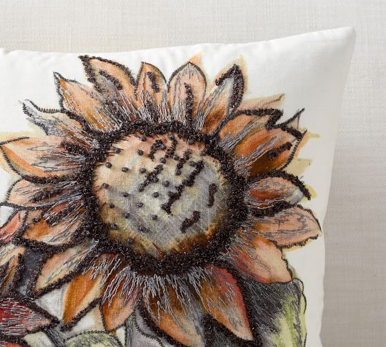 Bold Sunflower Embroidered Pillow Cover Pottery Barn