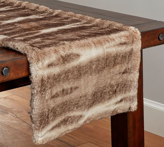 Faux Fur Centerpiece Table Runner Caramel Ombre Pottery Barn Faux Fur Centerpiece Table Runner