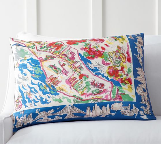 New York Scarf Print Decorative Pillow Cover Pottery Barn