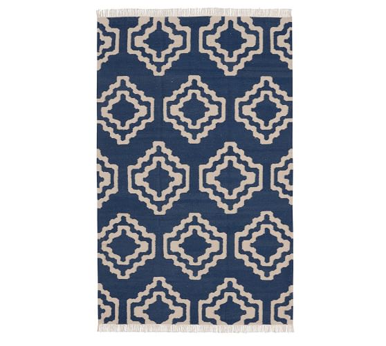 Sheldon Flatweave Rug Blue Ivory Pottery Barn
