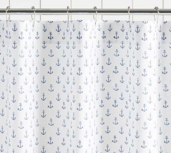 Anchor Print Shower Curtain Pottery Barn
