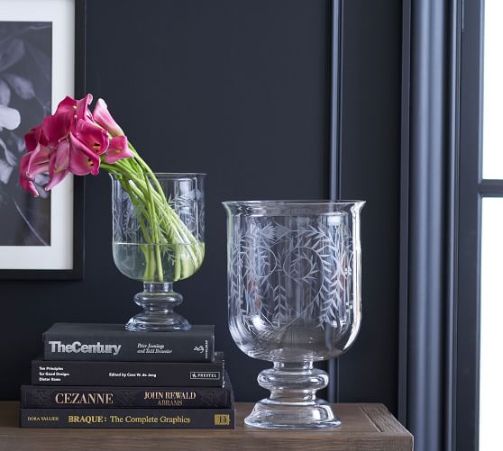 Footed Etched Glass Vase Pottery Barn
