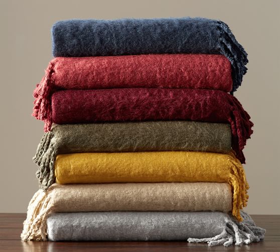 Solid Faux Mohair Throw Blanket Pottery Barn