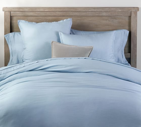 Tencel Chambray Duvet Cover Shams Blue Pottery Barn
