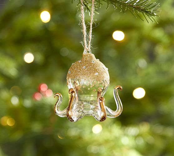 Octopus Glass Christmas Ornament Pottery Barn