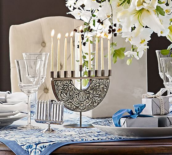 Metal Clad Menorah Decorative Objects Pottery Barn