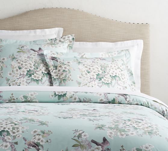 Plum Blossom Sateen Organic Patterned Duvet Cover Sham Pottery