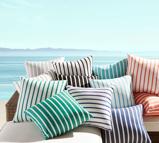 Sunbrella Brice Striped Indoor Outdoor Pillow Pottery Barn