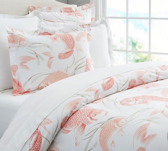 Koi Fish Organic Patterned Duvet Cover Sham Pottery Barn