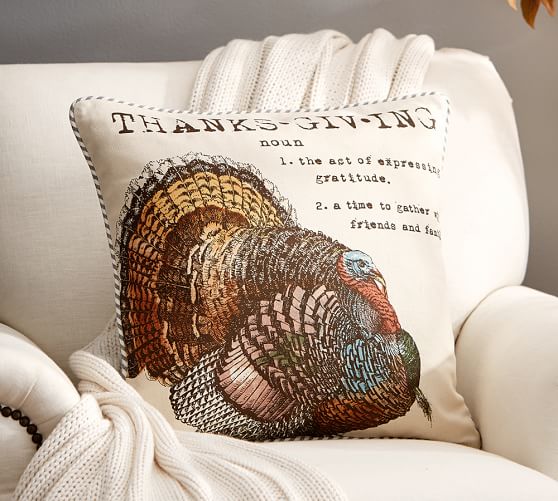 Turkey Sentiment Decorative Pillow Cover Pottery Barn