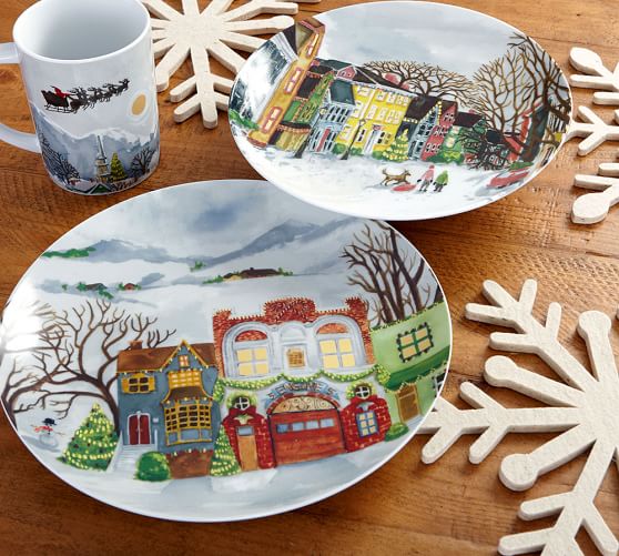 Winter Village 12 Piece Dinnerware Set Pottery Barn