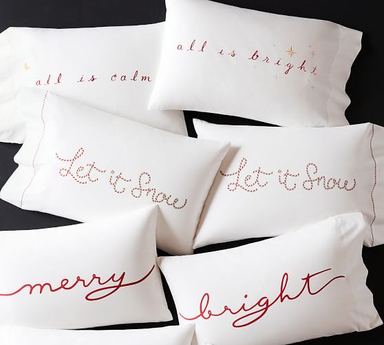 All Is Calm All Is Bright Percale Pillowcases Set Of 2