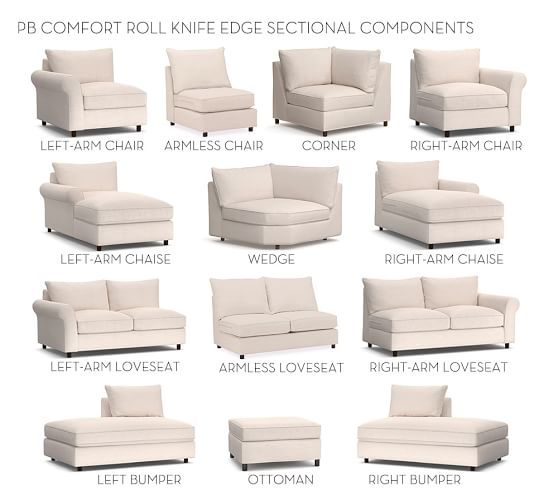 Build Your Own Pb Comfort Roll Arm Upholstered Sectional
