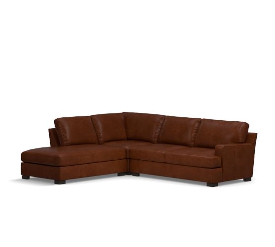Townsend Square Arm Leather Bumper Sectional Pottery Barn