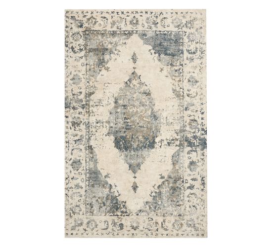 Aleah Printed Rug 5 X 8 Blue Multi Pottery Barn