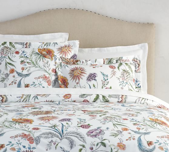 Verona Floral Print Organic Cotton Patterned Duvet Cover Sham