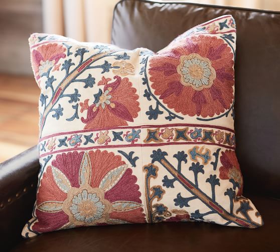 Rozelle Embroidered Decorative Pillow Cover Pottery Barn