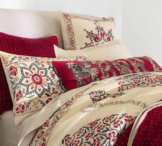 Catarina Printed Suzani Percale Patterned Duvet Cover Sham