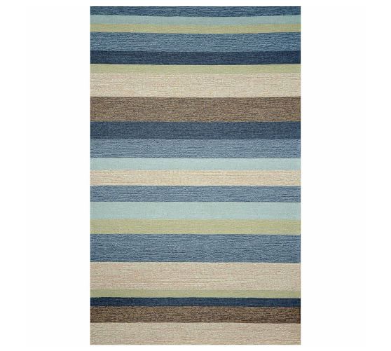 Orli Stripe Indoor Outdoor Recycled Material Rug Cool Multi