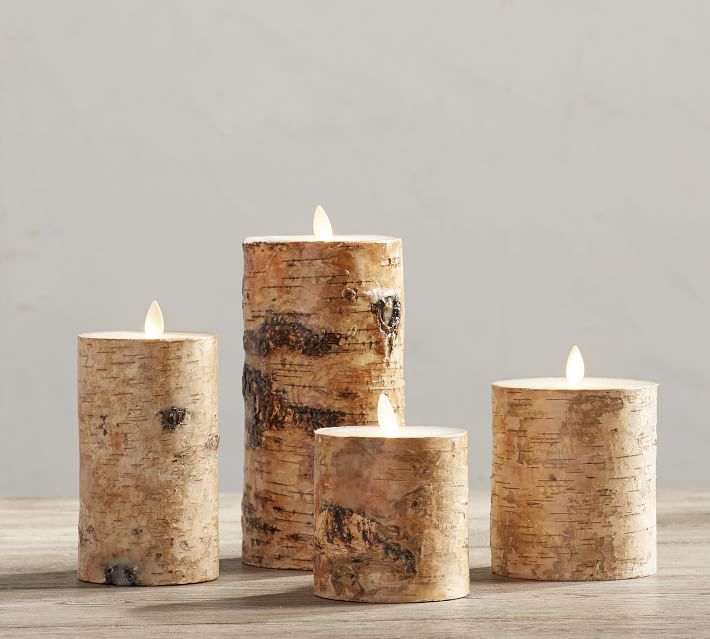 Premium Flicker Flameless Birch Wax Pillar Candle