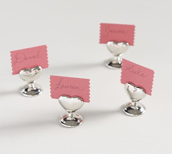Silver Hearts Place Card Holder Set Of 4 Pottery Barn