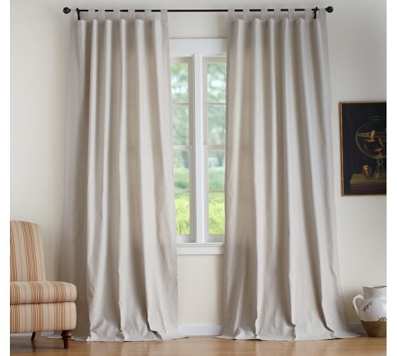 Textured Cotton Tab Top Curtain Pottery Barn