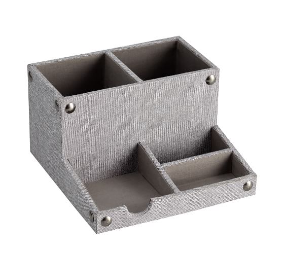 Gray Blythe Linen Desk Accessories Small Organizer Pottery Barn Gray Blythe Linen Desk Accessories