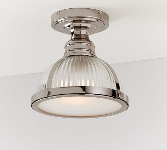 Pb Classic Industrial Flush Mount Ribbed Glass