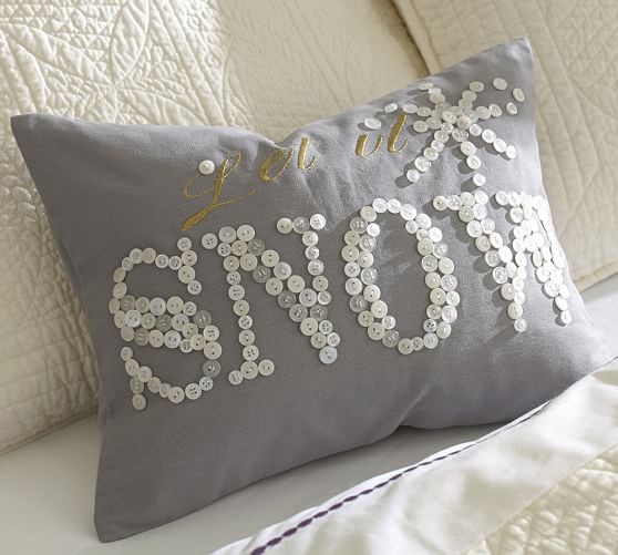 Let It Snow Embroidered Boudoir Decorative Pillow Cover Pottery Barn