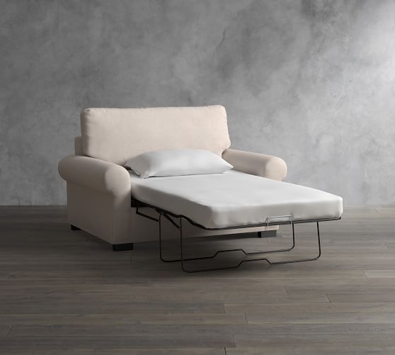 Turner Roll Arm Upholstered Twin Sleeper Sofa with Memory Foam Mattress