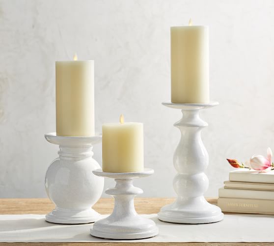 Salton White Ceramic Candle Holders Pottery Barn