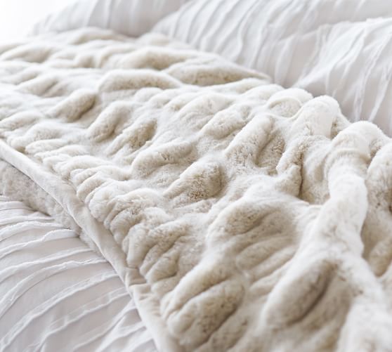 Faux Fur Ruched Throw Blankets Pottery Barn