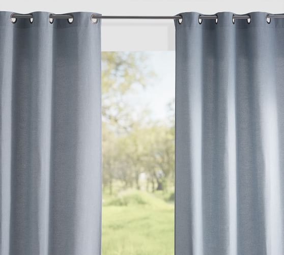 Sunbrella Solid Outdoor Grommet Curtain Meridian Chambray