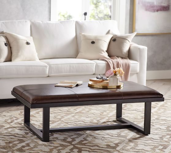 Griffin Rectangular Leather Ottoman Pottery Barn