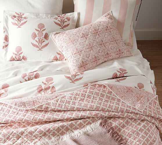 Annelyse Floral Print Organic Pillow Sham Blue Pottery Barn