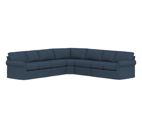 Buchanan Roll Arm Slipcovered 5 Piece Wedge Sectional Polyester