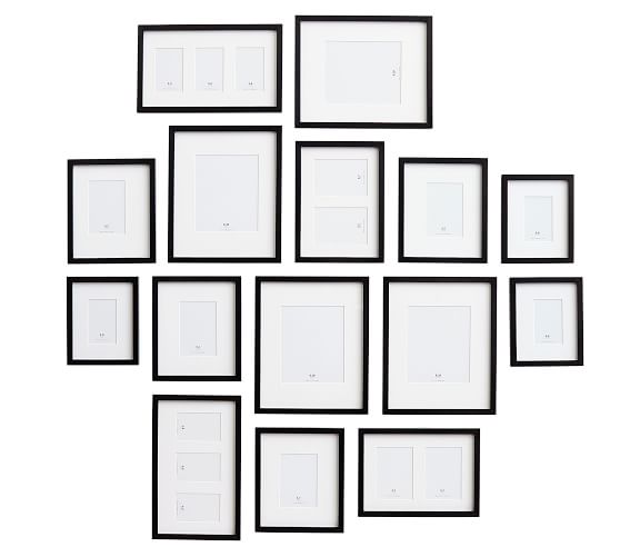 Wood Gallery in a Box Frames, Black Frames - Set of 15