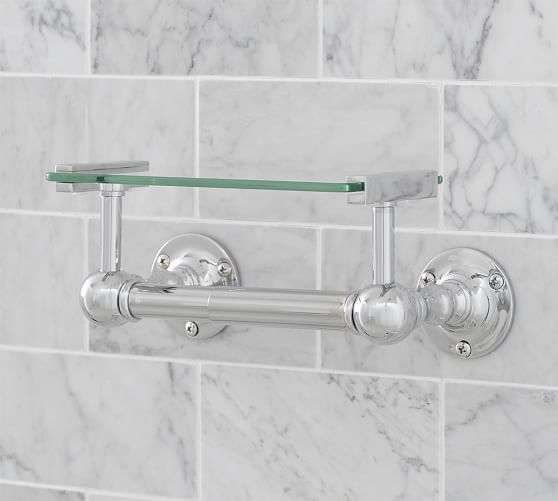 Sussex Paper Holder W Glass Shelf Chrome Pottery Barn