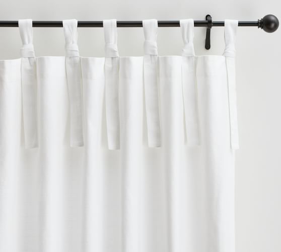 Textured Cotton Tie Top Curtain Pottery Barn