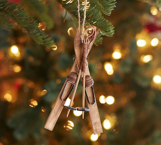 Wooden Skis Christmas Ornament Pottery Barn