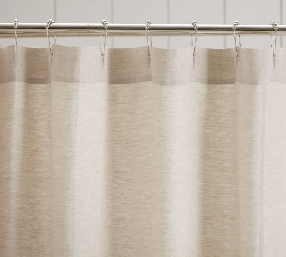 Ruffle Shower Linen Curtain 72 X 72 Flax Pottery Barn