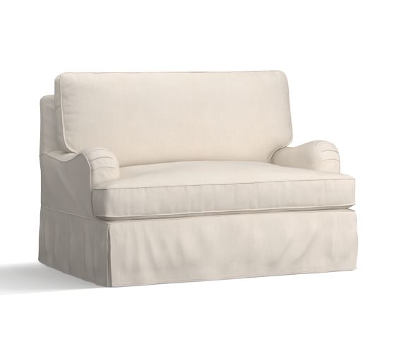 Pb English Arm Slipcovered Twin Sleeper Box Edge Polyester
